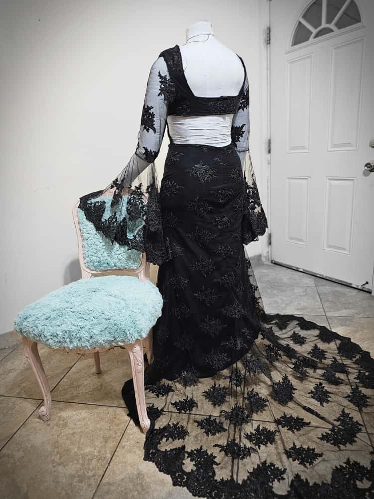 Black lace mermaid dress