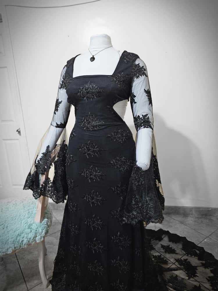 Black lace mermaid dress