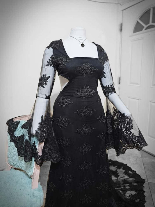 Black lace mermaid dress