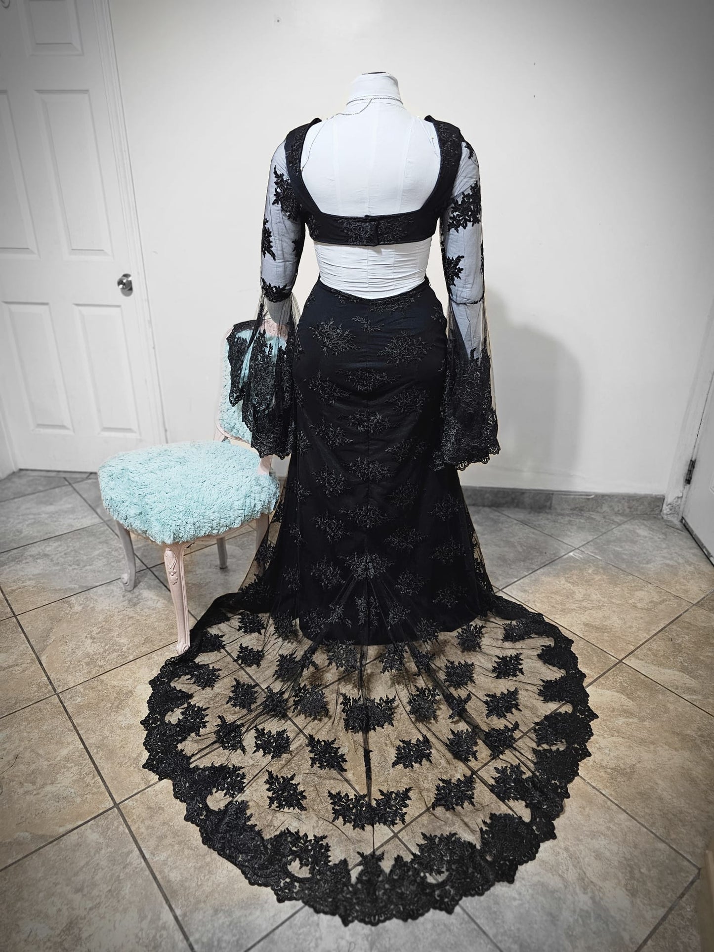 Black lace mermaid dress