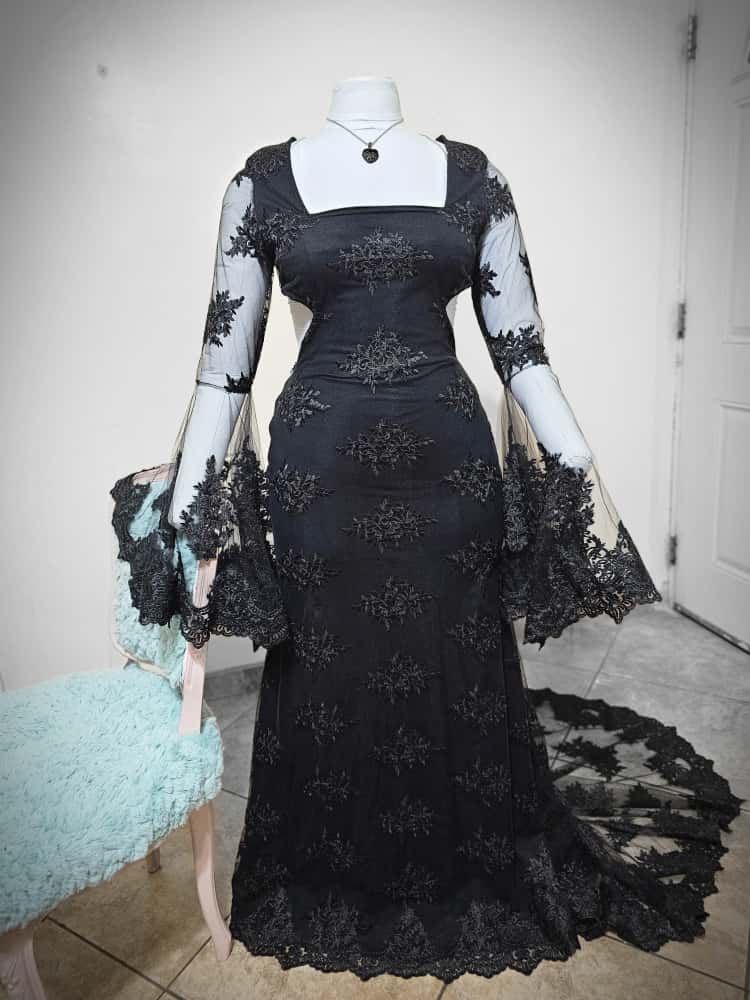 Black lace mermaid dress