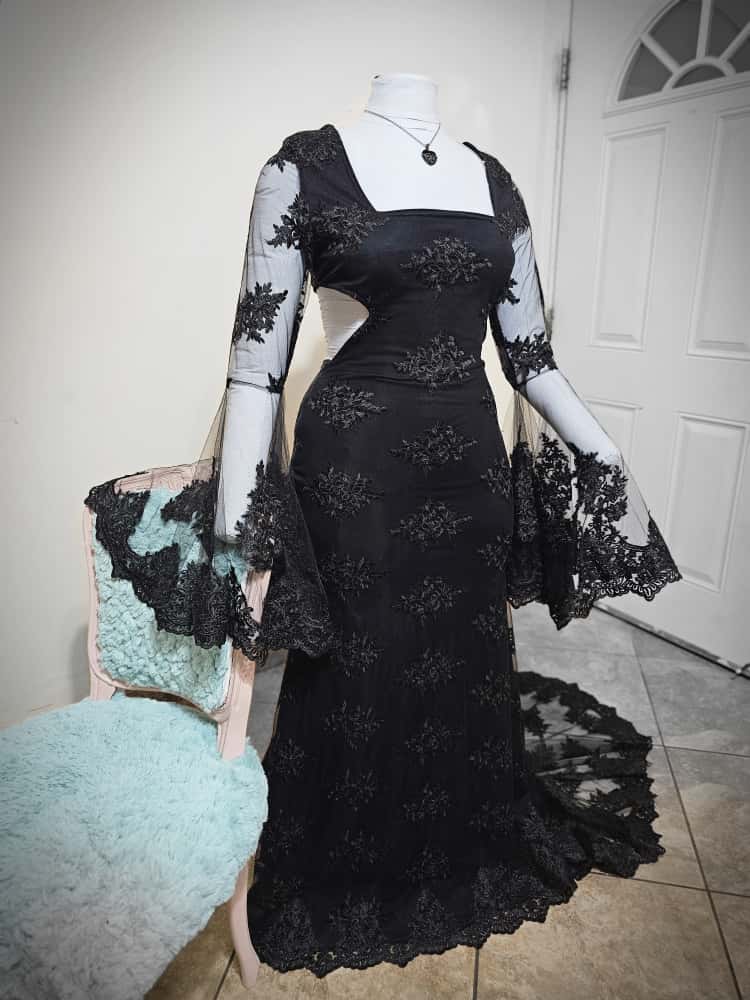 Black lace mermaid dress